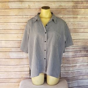 Black and White Gingham Button Front Top